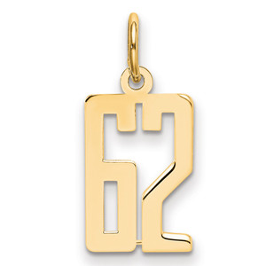 14k Small Elongated Number 62 Charm