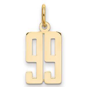 14k Small Elongated Number 99 Charm