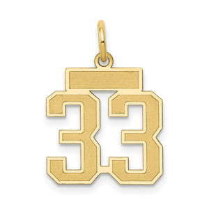 14k Small Satin Number 33 Charm