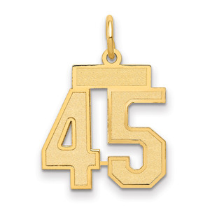 14k Small Satin Number 45 Charm