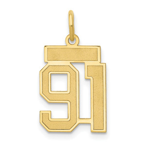 14k Small Satin Number 91 Charm