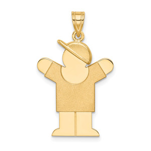 14k Solid Engravable Boy with Hat on Right Charm - XK-4D1217EE-9890