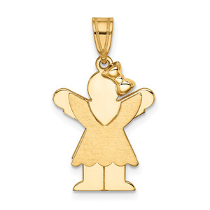14k Solid Engravable Girl with Bow on Right Charm - XK-53DA2F65-1624