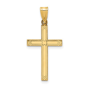 14k Solid Laser Etched Cross Pendant - XR-094EB410-1689