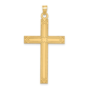 14k Solid Laser Etched Cross Pendant - XR-0BE57C06-1234