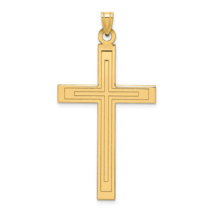 14k Solid Laser Etched Cross Pendant - XR-6AED0A06-5570