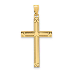 14k Solid Laser Etched Cross Pendant - XR-CBCEDA24-2025