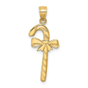 14k Solid Polished Candy Cane Charm
