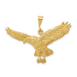 14k Solid Polished Eagle Pendant - C2-46842E7E-4237