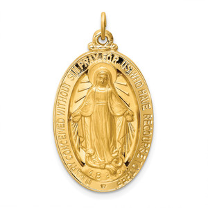 14k Solid Polished/Satin Large Oval Miraculous Medal - XR-874015C6-8856