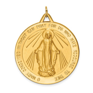 14k Solid Polished/Satin Large Round Miraculous Medal - XR-1E51B672-8782