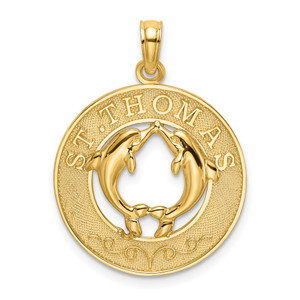 14K ST. THOMAS w/ Dolphins Round Charm