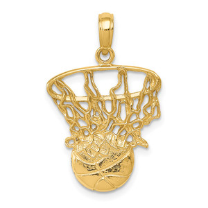 14k Swoosh Basketball and Net Pendant - C3-E5551CFA-6686