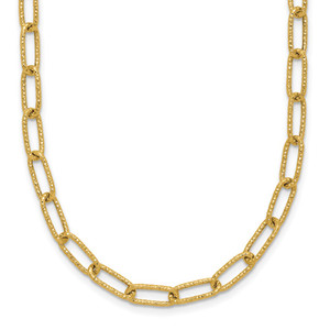 14K Textured 3.75mm Fancy Open Link 18 inch Necklace