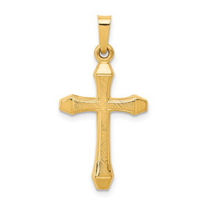 14k Textured and Polished Latin Cross Pendant - XR-27F2E00B-8593