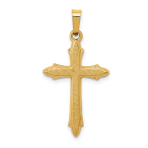 14k Textured and Polished Passion Cross Pendant - XR-9638D3F6-9555