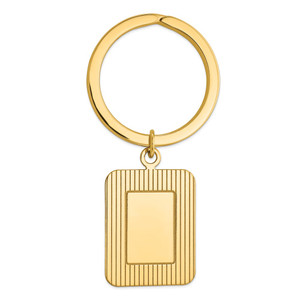 14k Textured Rectangle Disc Key Ring