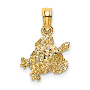 14K Textured Sea Turtle Charm - K7-AADE7B84-2610