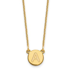 14k Tiny Circle Block Letter A Initial Necklace