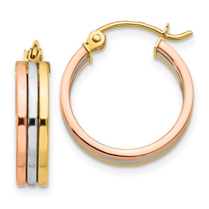 14K Tri Color Hoop Earrings - TF-A8F1F153-7815