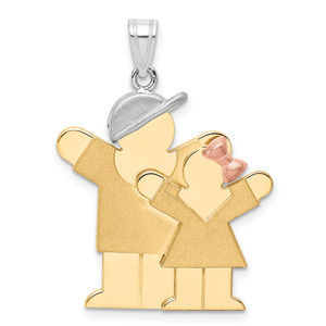 14k Tri-Color Big Boy and Little Girl Engravable Charm - XK-12A251DC-5045
