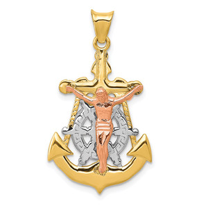 14k Tri-Color Mariner Crucifix Pendant - K6-B7F7A38B-5653