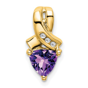 14k Trillion Amethyst and Diamond Pendant