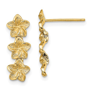 14K Triple Flower Post Dangle Earrings