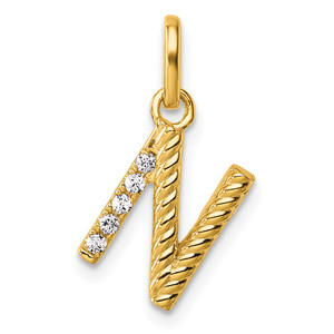 14k Twisted .05 ct. Diamond Initial N Charm