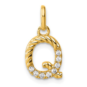 14k Twisted .07 ct. Diamond Initial Q Charm