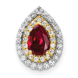 14k Two Tone 1/2 carat Lab Grown Diamond VS/SI+ G+ and Lab Created Ruby Chain Slide Pendant - PM-14875F0F-3783
