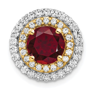 14k Two Tone 5/8 carat Lab Grown Diamond VS/SI+ G+ and Lab Created Ruby Chain Slide Pendant