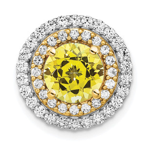 14k Two Tone 5/8 carat Lab Grown Diamond VS/SI+ G+ and Lab Created Yellow Sapphire Chain Slide Pendant