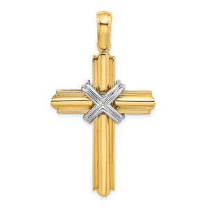 14K Two-tone  X  Center Polished Cross