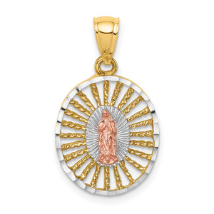 14K Two-tone & White Rhodium Polished Guadalupe Pendant