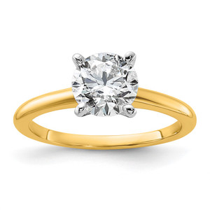 14k Two-Tone 1 1/4 carat Certified Lab Grown Diamond VS/SI+ G+ Round Complete Solitaire Engagement Ring