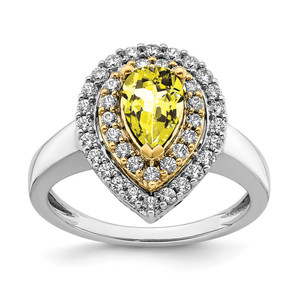 14k Two-Tone 1/2 carat Lab Grown Diamond VS/SI+ G+ and Lab Created Yellow Sapphire Fashion Ring - RM-7E7EBA8E-9812