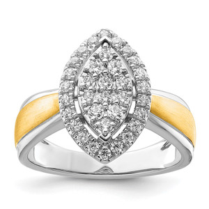 14k Two-tone 1/2 carat Lab Grown Diamond VS/SI+ G+ Complete Cluster Engagement Ring - RM-DB8BE27B-4479