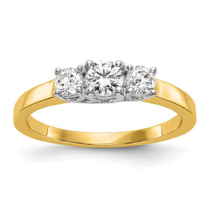 14k Two-tone 1/2 carat Lab Grown Diamond VS/SI+ G+ Complete Three Stone Engagement Ring