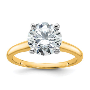 14k Two-Tone 2 1/2 carat Lab Grown Diamond VS/SI+ G+ Round Complete Solitaire Engagement Ring