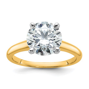 14k Two-Tone 3 carat Certified Lab Grown Diamond VS+ F+ Round Complete Solitaire Engagement Ring