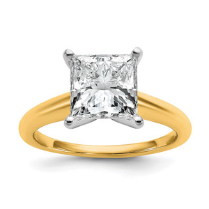 14k Two-tone 3 carat Lab Grown Diamond VS/SI+ G+ Princess Complete Solitare Engagement Ring