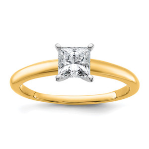 14k Two-tone 3/4 carat Lab Grown Diamond VS/SI+ G+ Princess Complete Solitare Engagement Ring