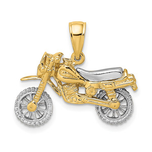 14k Two-tone 3-D Moveable Dirt Bike Motorcycle Charm
