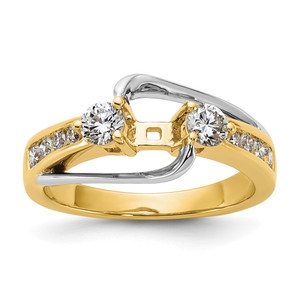 14k Two-tone 5/8 carat Lab Grown Diamond VS/SI+ G+ Semi Mount Peg Set Engagement Ring