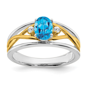 14k Two-tone Blue Topaz and Diamond Ring - RM-8919430B-3500