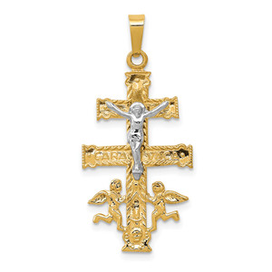 14k Two-tone Cara Vaca Crucifix Pendant - XR-33163960-3469