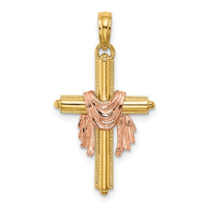14K Two-Tone Cross w/ Drape Charm - K8-E2D35DDF-4647