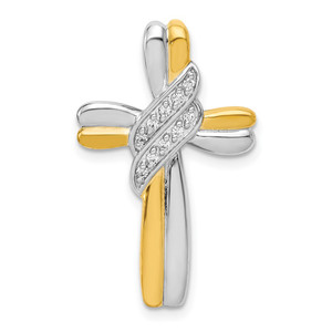 14k Two-tone Diamond Cross Pendant - PM-A0CB896B-8726