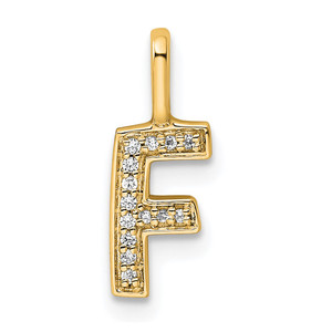 14K  Gold Diamond Letter F Initial Pendant